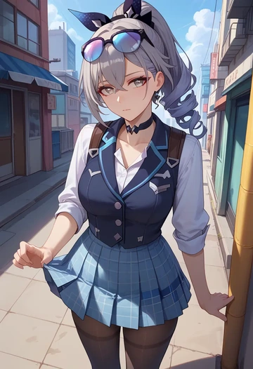 star rail,silver wolf,winter,student uniform,vest  - AI generated anime art